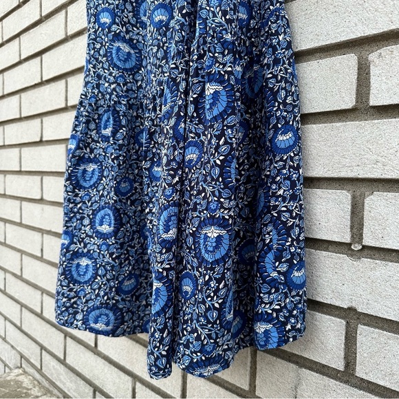 Old Navy Sleeveless Tie-Back Cutout Maxi Swing Dress Dark Sea Blue Print - Picture 7 of 14